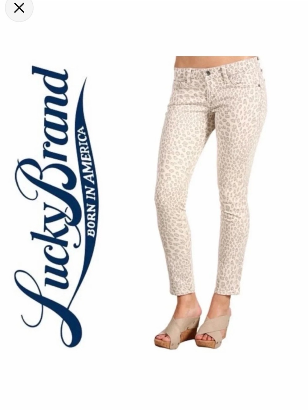 Lucky Brand Beige Leopard Print Skinny Jeans